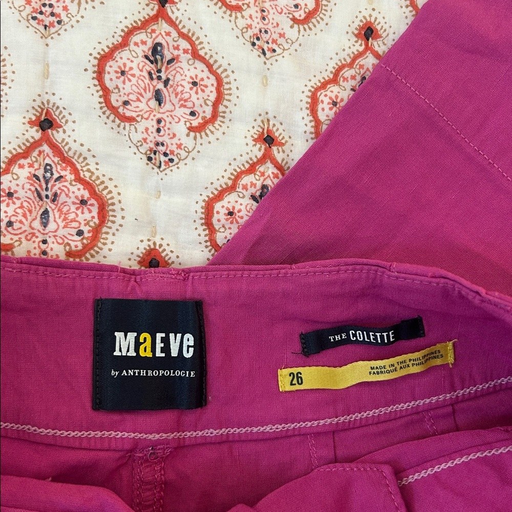 Anthropologie Maeve Magenta Colette Pants - Picture 2 of 5